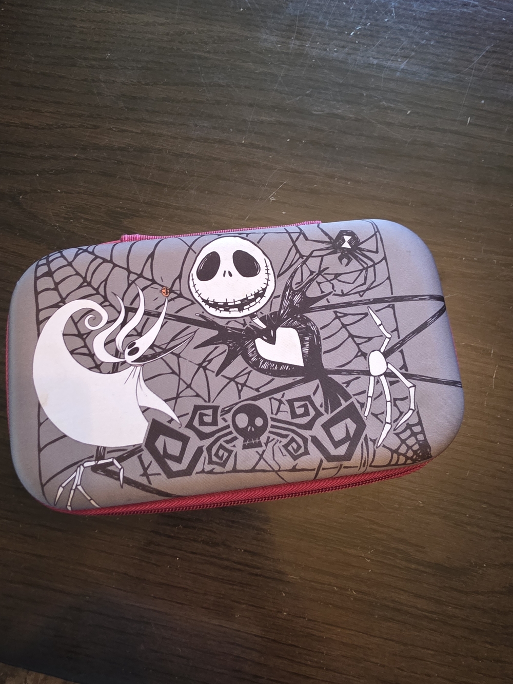 Disney Gray Nightmare Before Christmas Zip Pouch with Red Zipper